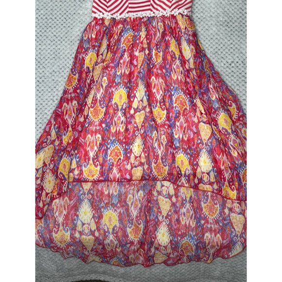 Speechless Dress Youth Girls 7 Pink Striped Paisley Hi Lo Hem Fit Flare - Picture 4 of 10